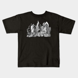 Abstract cityscape doodle art Kids T-Shirt